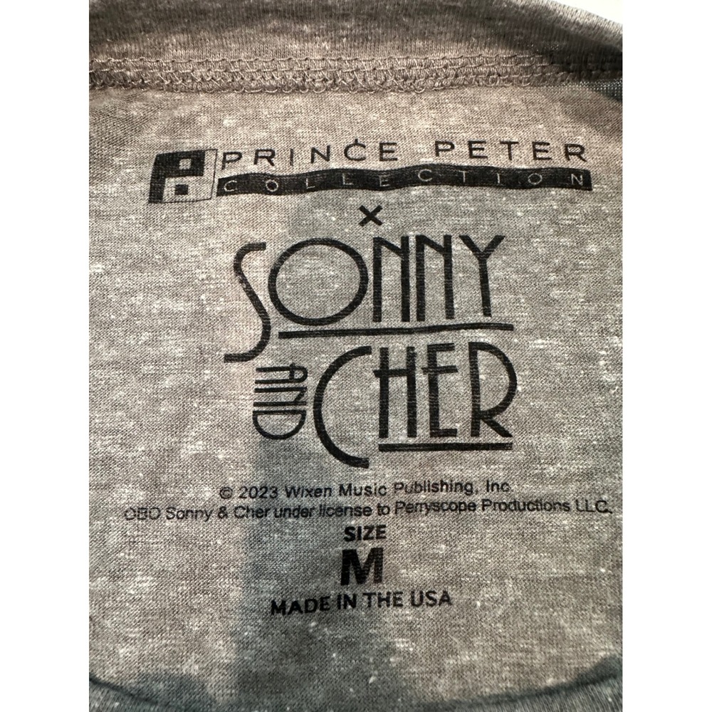 Prince Peter Sonny and Cher Distressed Crop Top Heather Grey Tee Medium NEW - Picture 3 of 6